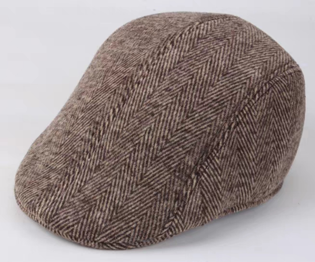 หมวกวินเทจ อังกฤษ หมวกแก๊ป ไหมพรม ยืด สีลายดำ เทา น้ำตาล สีสก้อต ดำ เทา น้ำตาล) ฟรีไซส์ 54-58ซม