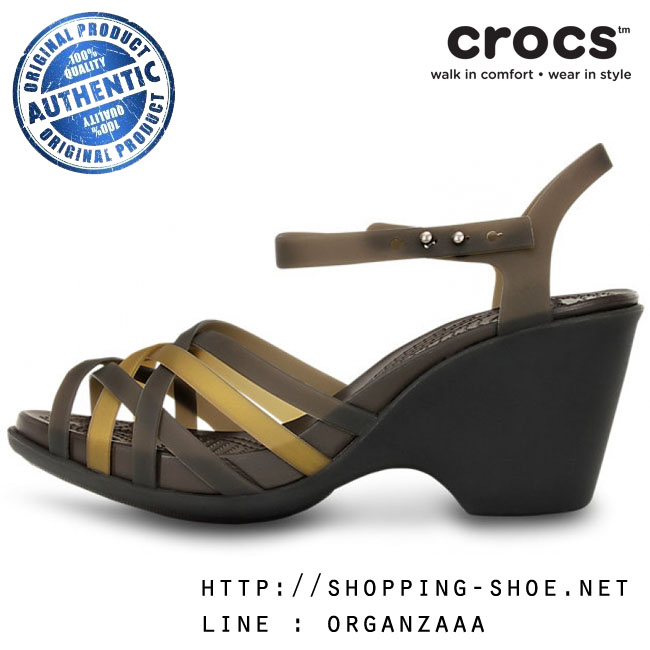 Crocs Women’s Huarache Sandal Wedge - Bronze / Espresso ของแท้ Outlet ไทยและอเมริกา