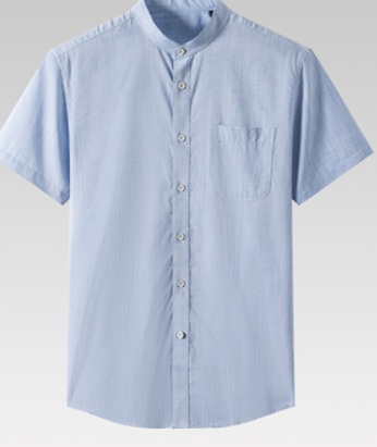 เสื้อเชิ้ตแขนสั้น คอจีน ผ้าลินินแท้ สีล้วน ฟ้าอ่อน น้ำตาล ขาว ครีม เขียว ชมพู No.36 38 39 40 41 42