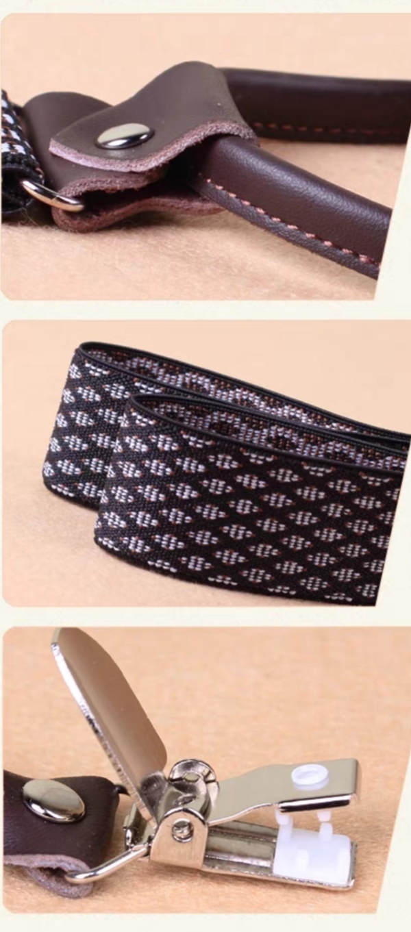 สายรัดกางเกงเอี๊ยม มาตรฐาน 4จุด หูคู่ ไม่เป็นสนิม แบบ Y กว้าง 3.5cm แบหูคู่ หนังแท้ สี น้ำเงิน น้ำตาล น้ำตาลแดง แดง ขาว เนื้อ ดำ เทา