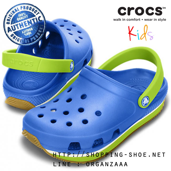 Crocs Retro Clog Kids - Sea Blue / Volt Green ของแท้ Outlet ไทยและอเมริกา