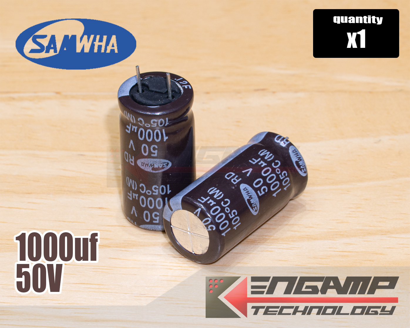 (1ตัว) [E-CAP] 1000uf/50V 105ºC SAMWHA RD 12.5x25mm P=5mm