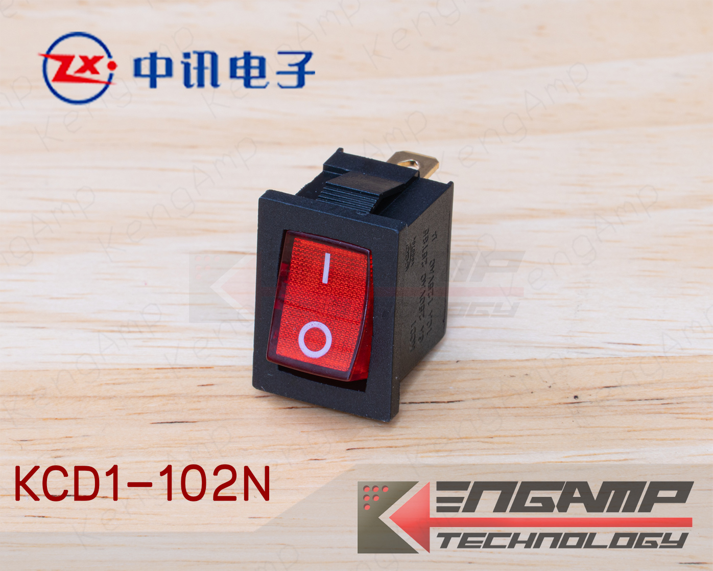(1ตัว) KCD1-102N Zhongxun ขนาด 15x21mm 6A/250Vac