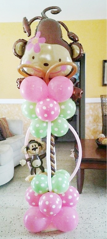 ลูกโป่งฟลอย์ ลิงน้อยทัดดอกไม้ ไซส์ใหญ่ - Monkey with Flower / Item No.TL-A135