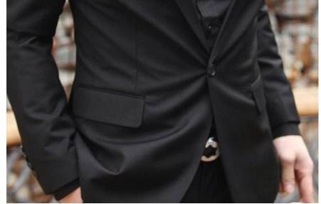 สูทดำ ทำงาน ผู้ชาย สไตล์อังกฤษ สลิมฟิต ปกเปิด ชายหลังคู่ กระดุม 2 เม็ด BSP Size No.34 36-38-40-42 44ดำ