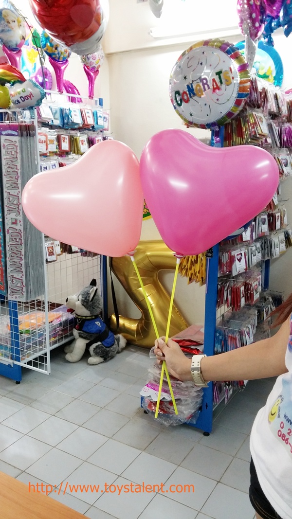 ลูกโป่งหัวใจ เนื้อสแตนดาร์ทสีชมพูอ่อนพาสเทล ไซส์ 12 นิ้ว แพ็คละ 10 ใบ (Heart Latex Balloon - Light Pink Pastel Color 12")