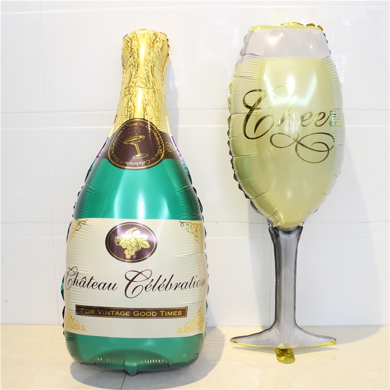 ลูกโป่งฟอยล์รูปขวดแชมเปญ ไซส์ 96*50 cm. - A Bottle of Champagne Shape Foil Balloon / TL-D071