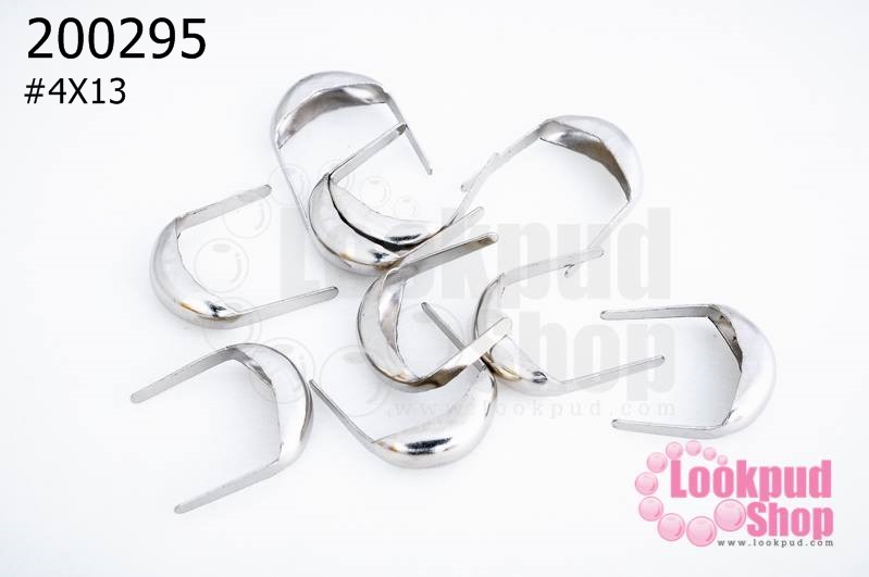 เป็กติดเสื้อ ทรงรีโค้ง สีเงิน 4X13 (10ชิ้น)