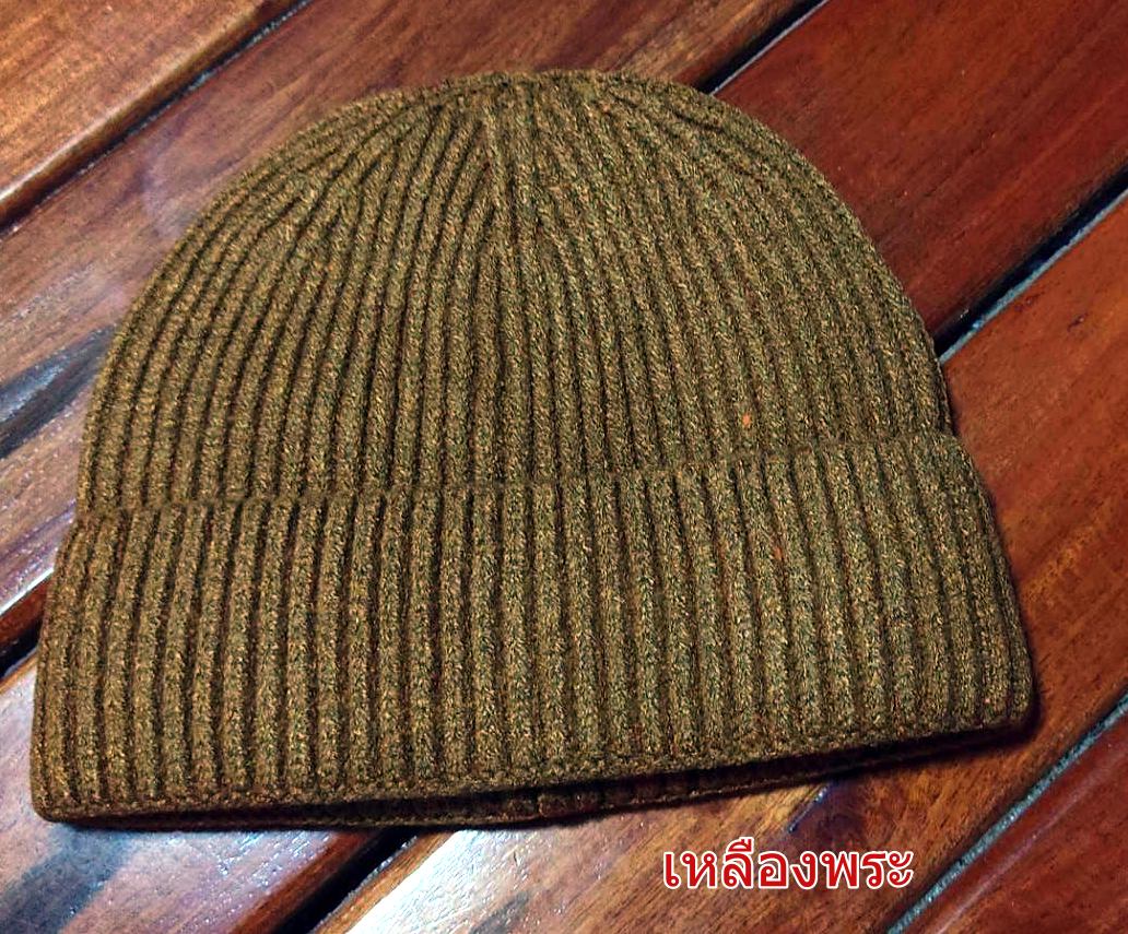 หมวกถักแตงโม แบบญี่ปุ่น หมวกไหมพรม ทรงกลมครึ่งใบ สี เทา เทาเข้ม ดำ แดง กากี เหลืองพระ