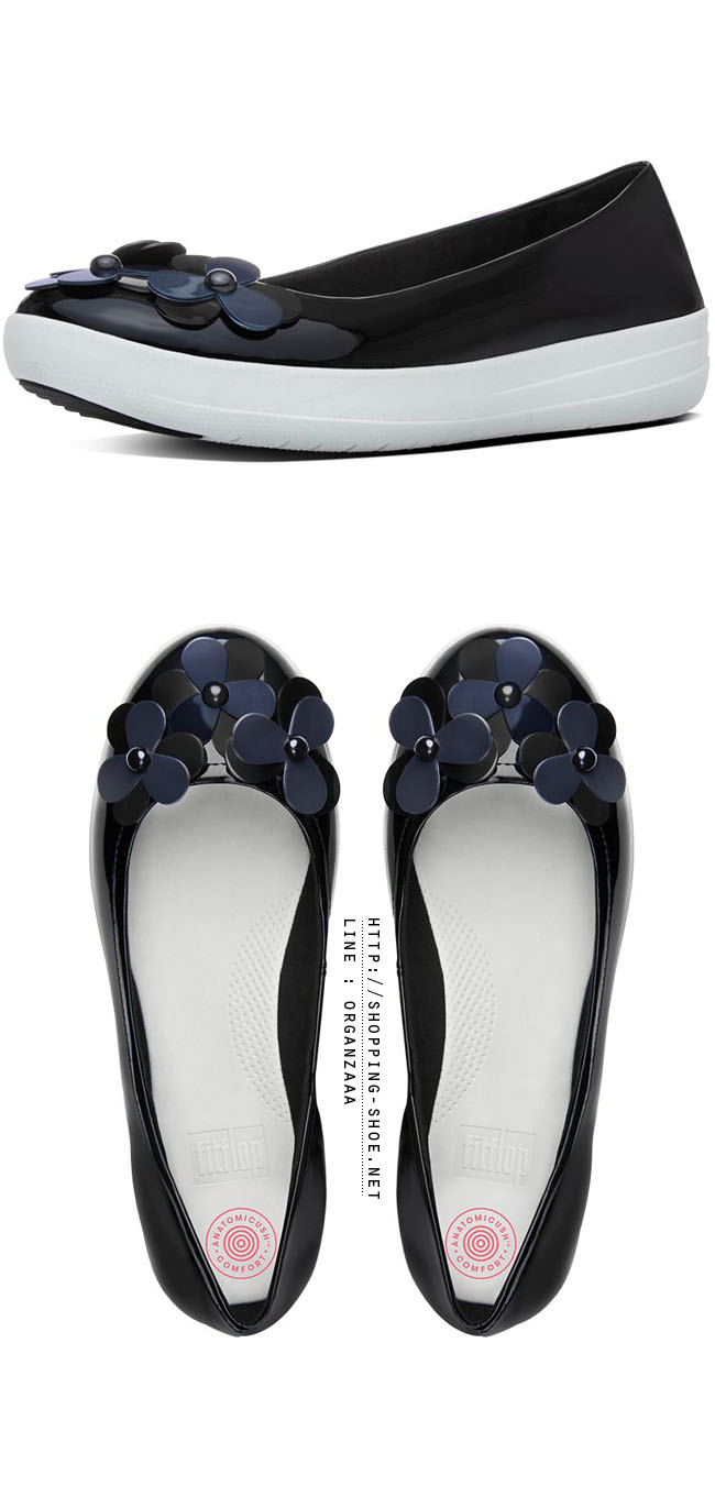Fitflop F-Sporty Ballerina Patent Flower Black ของแท้ นำเข้าจาก USA และ UK
