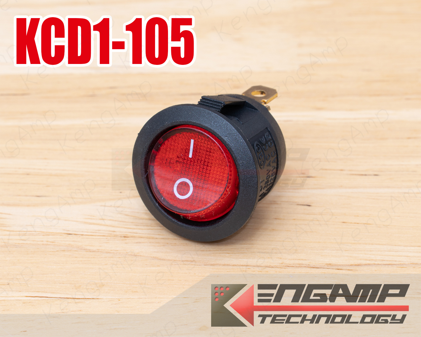 (1ตัว)[SW] KCD1-105 สีแดง มีไฟ สวิตซ์กระดก ON-OFF 6A/250Vac