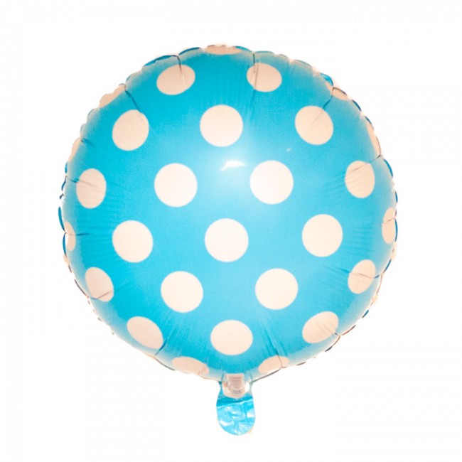 ลูกโป่งฟลอย์ทรงกลม Polka Dot สีฟ้าอ่อน Baby Blue ไซส์ 18 นิ้ว - Round Shape Balloon Polka Dot Baby Blue Color 18" / Item No. TL-G033