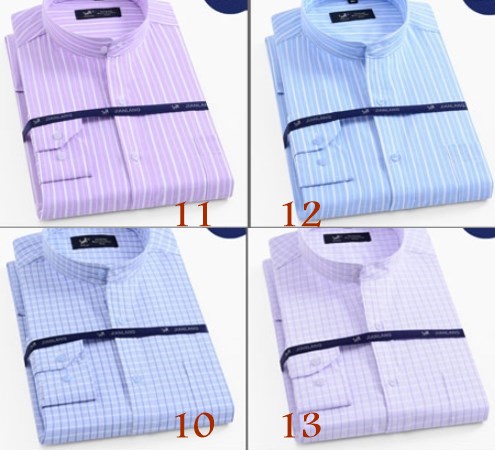 เสื้อเชิ้ตแขนยาว คอจีน ทรงปกติ oversize No.38 39 40 41 42 43 44 45 46 47 48 สีม่วง เทา ฟ้า