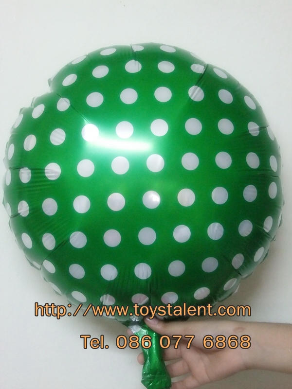 ลูกโป่งฟลอย์ทรงกลม Polk Dot จุดเล็กสีเขียวไซส์ 18 นิ้ว - Round Shape Balloon Small Polka Dot Green 18" / Item No. TL-G034 สำเนา