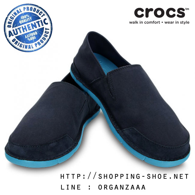 Crocs Men's Cabo Loafer - Navy / Electric Blue ของแท้ Outlet ไทยและอเมริกา