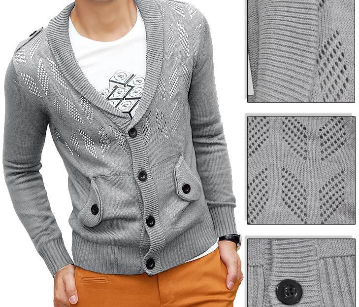 เสื้อคลุมติดกระดุม คาดิแกน ไหมพรม shawl int Point No.36 38 สีน้ำตาล