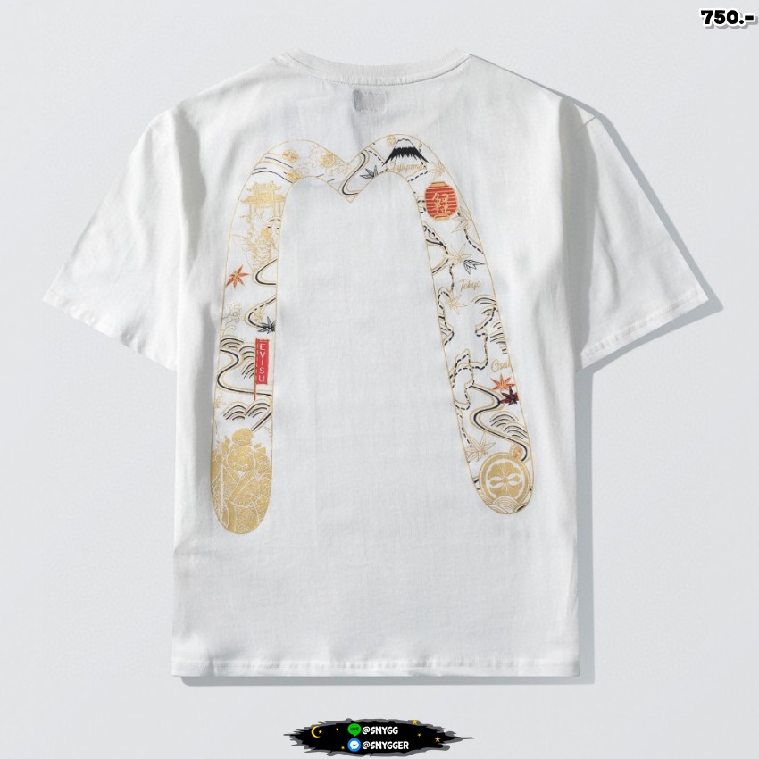เสื้อยืดสกรีนลายสไตล์evisu สีขาว