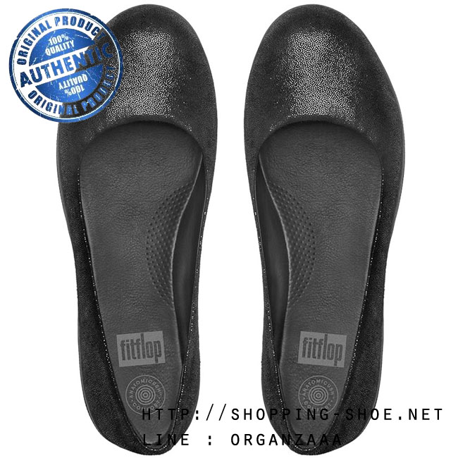 Fitflop F-Sporty Suede Ballet Flat Black Glimmer ของแท้ นำเข้าจาก USA และ UK