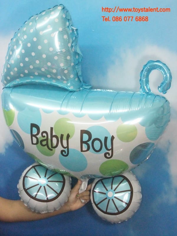 บอลลูนฟอลย์ รถเข็นเด็กผู้ชาย ไซส์ใหญ่ - Baby Boy Cart Foil Balloon / Item No. TL-C025
