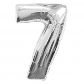 ลูกโป่งฟอยล์รูปตัวเลข 7 สีเงิน ไซส์เล็ก 14 นิ้ว - Number 7 Shape Foil Balloon Size 14" Silver Color
