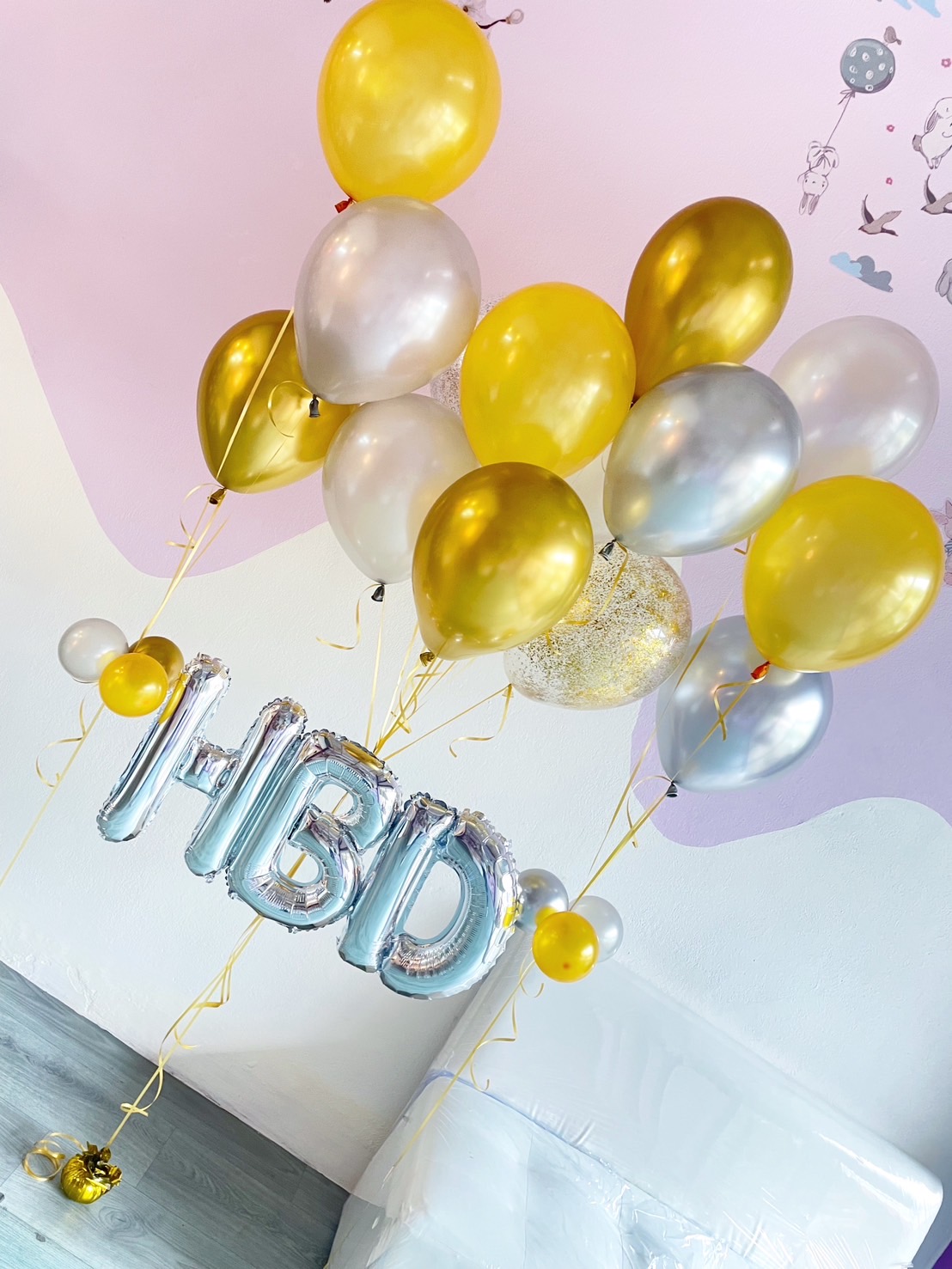 Set#14 เซตลูกโป่งจัดช่อ + ตกแต่งด้วยตัวอักษร HBD