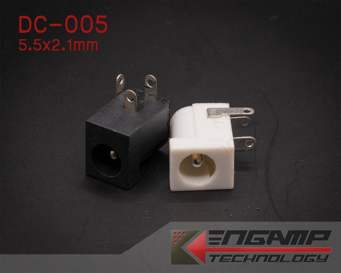 (10ตัว) [PJ] แจ็ค DC-005 (5.5*2.1mm) ขาลงปริ้นท์ สีขาว หรือสีดำ