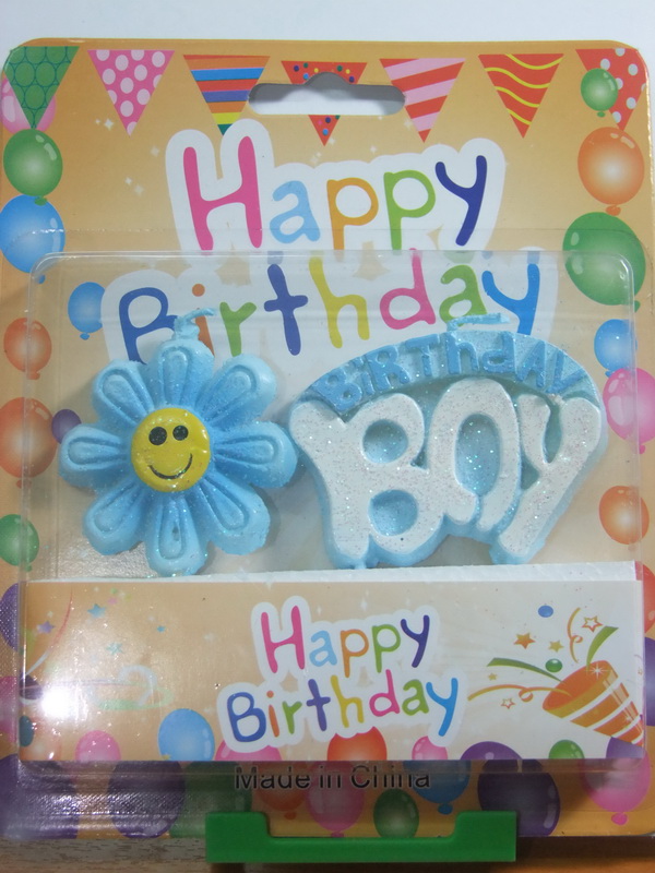 เทียนวันเกิด Birthday Boy สีฟ้ามีดอกไม้ / Item No.TL-N004