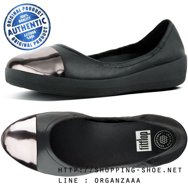 Fitflop Superbendy Mirror Ballerina Leather Black ของแท้ นำเข้าจาก USA และ UK