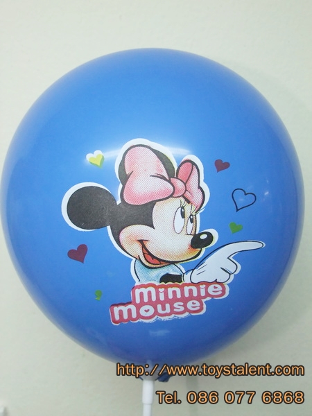 ลูกโป่งกลมพิมพ์ลายการ์ตูน Minnie Mouse ไซส์ 12 นิ้วคละสี แพ็คละ 10 ใบ (Round Balloons 12" - Printing Minnie Mouse)latex balloons)
