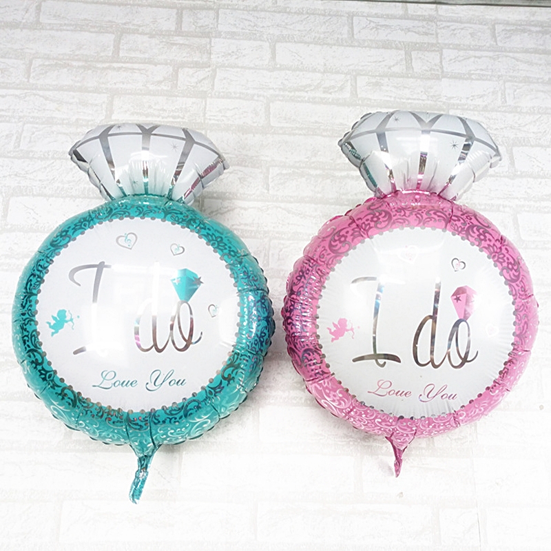 ลูกโป่งฟลอย์ แหวน I Do I Love You มี 2 สีชมพูและฟ้า กรุณาระบุตอนสั่งซื้อ- I Do I Love You Dimond Foil Balloon / Item No. TL-E038