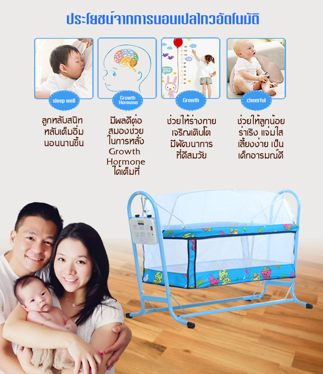 เปลไกวไฟฟ้า Autoru รุ่น Eco ตอบโจทย์สำหรับครอบครัวขนาดเล็ก ที่มีพื้นที่ใช้สอยภายในบ้านจำกัด เปลไกวไฟฟ้า Autoru รุ่น Eco เป็นเปลไกวไฟฟ้าชุดสุดคุ้มที่มากด้วยฟังก์ชั่นการใช้งาน ด้วยดีไซน์ที่กะทัดรัด เปลไกวไฟฟ้ามีน้ำหนักเพียง 7.5 กก. จึงช่วยให้เคลื่อนย้ายสะดวก ติดตั้งง่าย พร้อมออกแบบมาอย่างเหมาะสมกับสรีระลูกน้อยวัยทารก ด้วยฐานรองรับแผ่นหลังแบบเฟรมที่ช่วยป้องกันไม่ให้หลังของลูกน้อยโค้งงอในยามนอน เอกสิทธิ์พิเศษเฉพาะ เปลไกวไฟฟ้า Autoru เท่านั้น นอกจากนี้ เปลไกวไฟฟ้า Autoru ยังสามารถปรับระดับความเร็วในการไกวได้ถึง 6 ระดับ ตามน้ำหนักของน้อง และด้วยการเคลื่อนไหวที่นุ่มนวลสม่ำเสมอ โดยไร้เสียงดังรบกวน ลูกน้อยจึงหลับสนิทได้ตลอดวัน เปลไกวไฟฟ้า Autoru รุ่น Eco มี 2 สีให้เลือกสีฟ้าและสีชมพู พร้อมการรับประกัน 1 ปีเต็ม