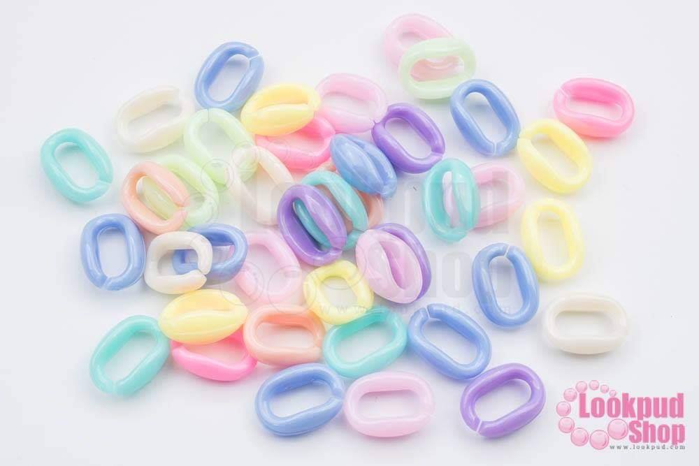 โซ่ห่วงพลาสติก คละสีพาสเทล 11x16มิล (1ถุง/500กรัม)