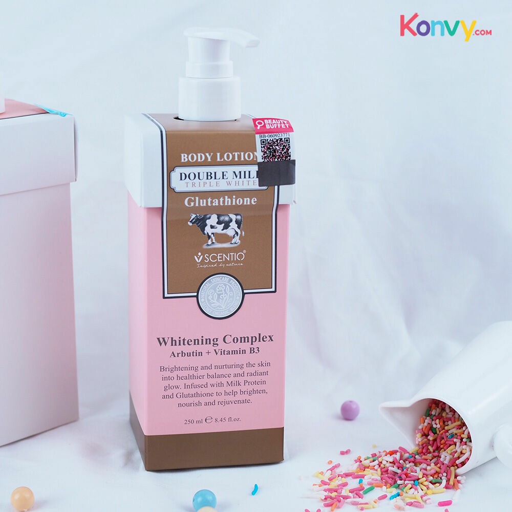 โลชั่น ดับเบิ้ลมิลค์ ทริปเปิ้ล ไวท์ บอดี้ โลชั่น เซนทิโอ 250 มล. บิวตี้บุฟเฟ่ต์