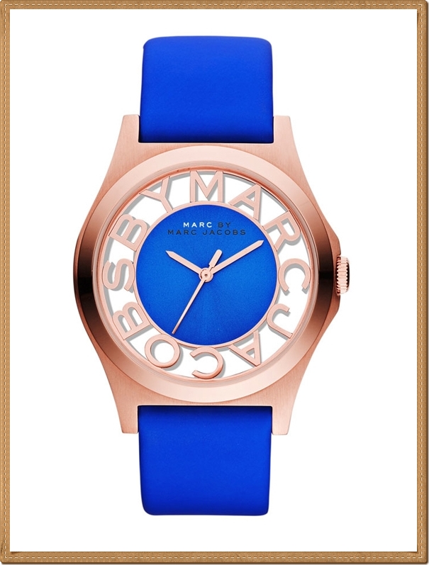 Marc Jacobs Henry Skeleton Blue Leather Ladies Watch