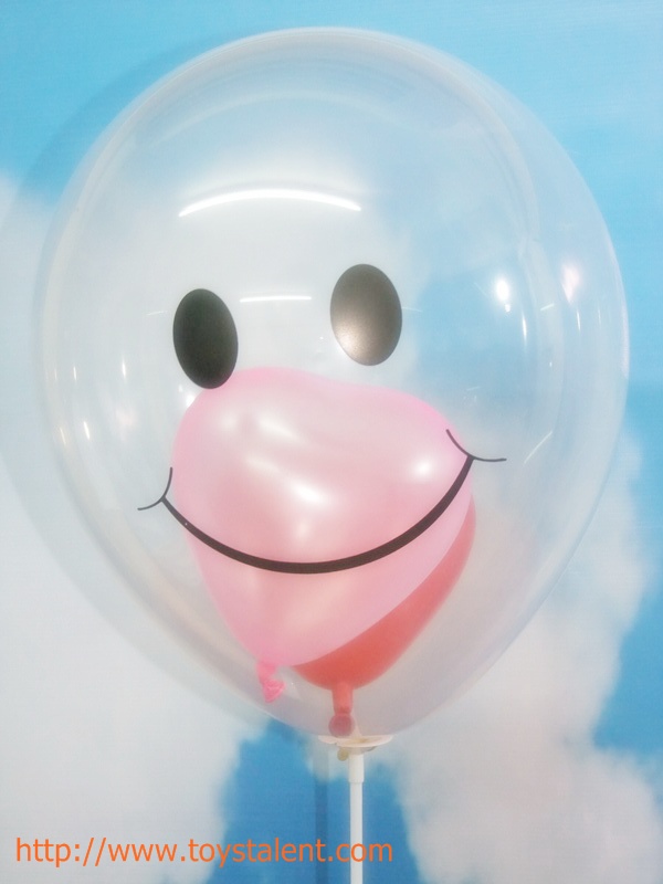 ลูกโป่งกลมพิมพ์ลายหน้ายิ้ม ไซส์ 12 นิ้ว แพ็คละ 10 ใบ คละสี (Round Balloons 12" - Printing Smiley latex balloons Mixed color)