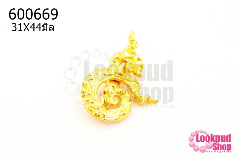 เข็มกลัดเลข ๙ ลายไทย สีทอง 31X44มิล(1ชิ้น)