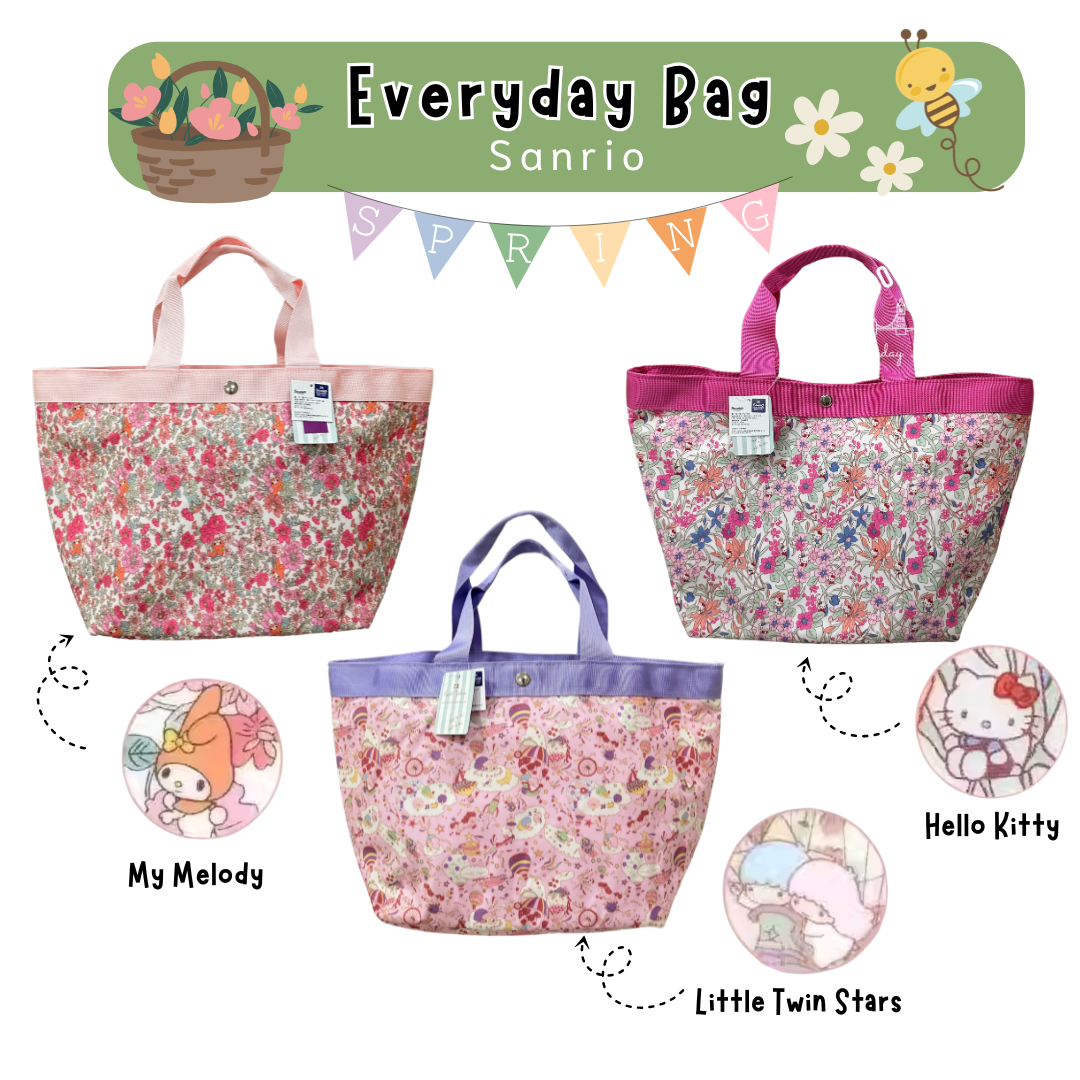 [พร้อมส่ง] Sanrio Everyday Bag กระเป๋าแคนวาสกันน้ำ ลายดอกไม้ คอลเลกชัน SPRING 2024