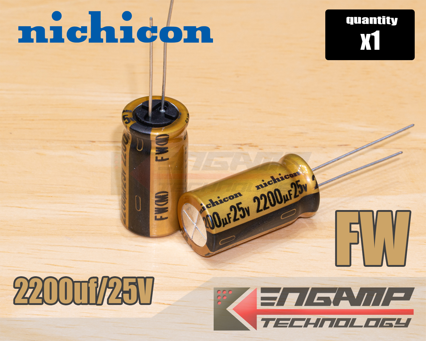 (1ตัว) [E-CAP] 2200uf/25V 85ºC Nichicon FW (M) 12.5x25mm P= 5mm