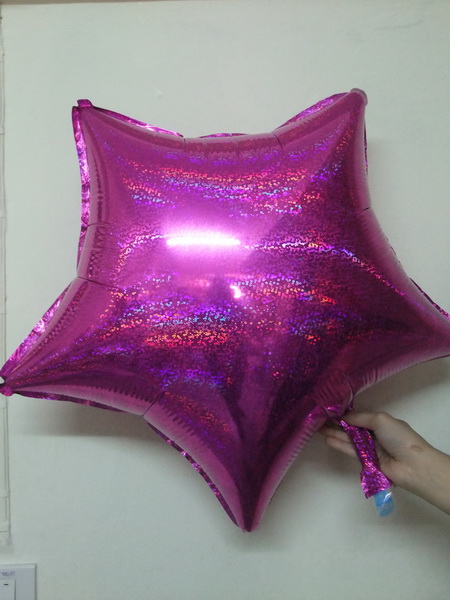 ลูกโป่งฟลอย์รูปดาว Laser สีชมพู ไซส์ 19 นิ้ว - Star Shape Laser Foil Balloon Pink Color / TL-G004