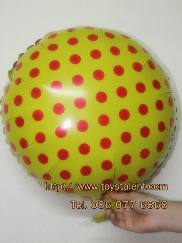 ลูกโป่งฟลอย์ทรงกลม Polk Dot จุดเล็กสีเหลืองจุดแดง ไซส์ 18 นิ้ว - Round Shape Balloon Small Polka Dot Yellow 18" / Item No. TL-G034