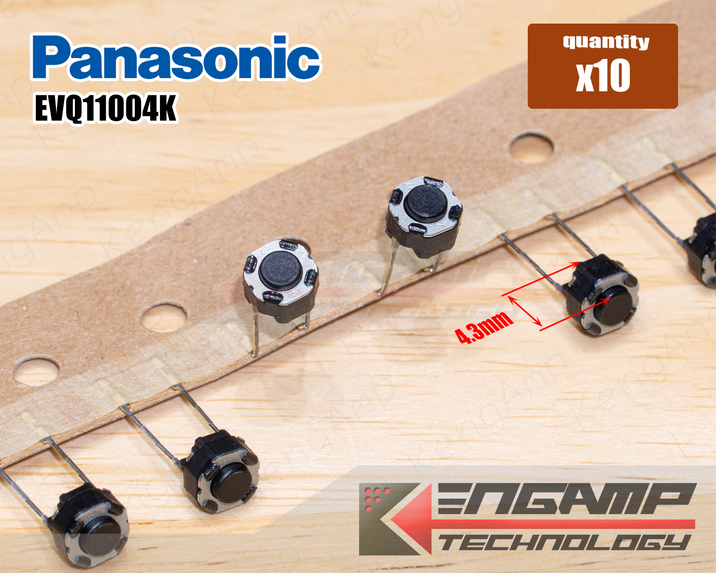 (10ตัว) [SW] Micro SW 6x6 H4.3mm Panasonic EVQ11004K