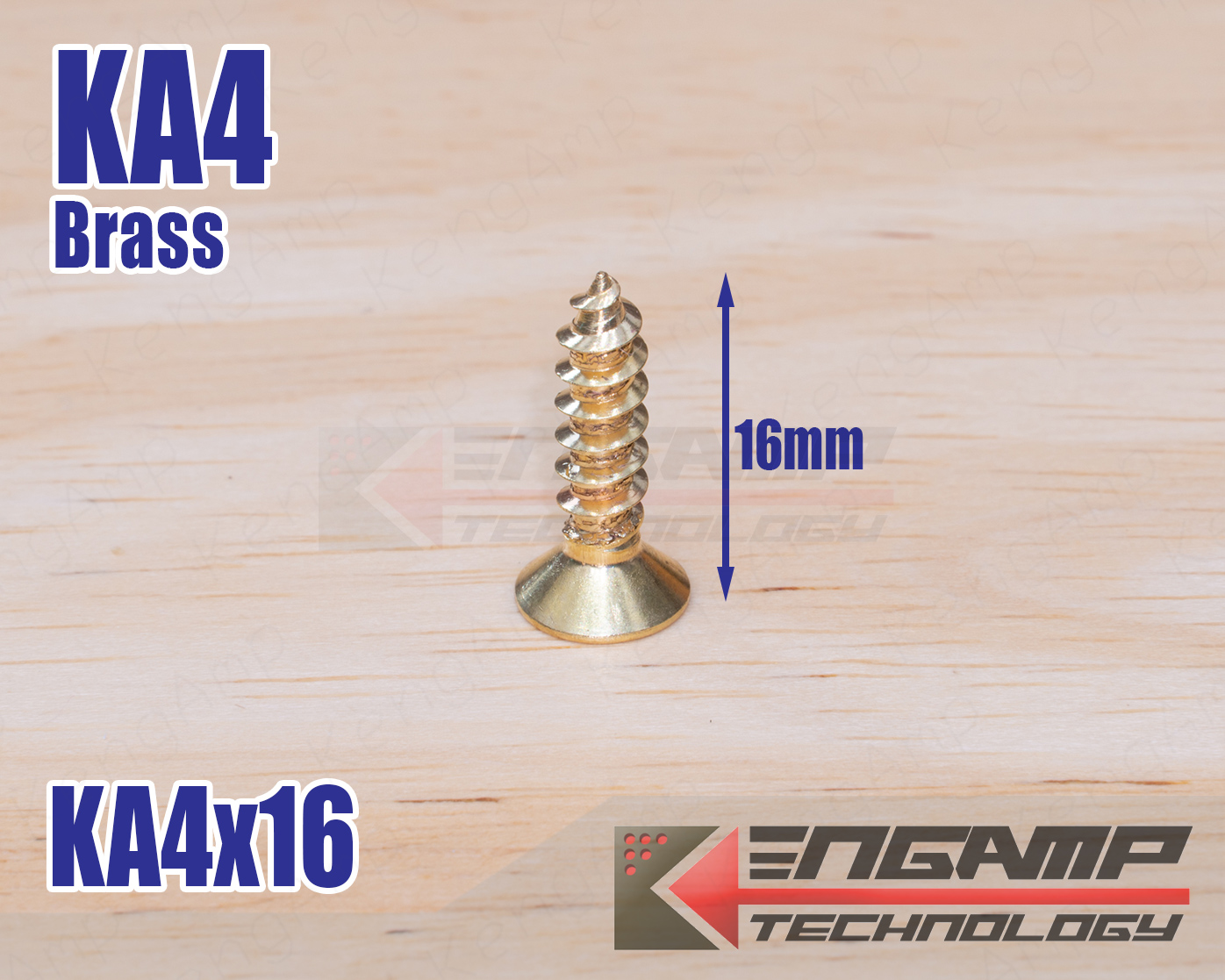 (20ตัว) KA4x16 Brass สกรูหัวแบนเกลี่ยวปล่อย วัสดุทองเหลือง