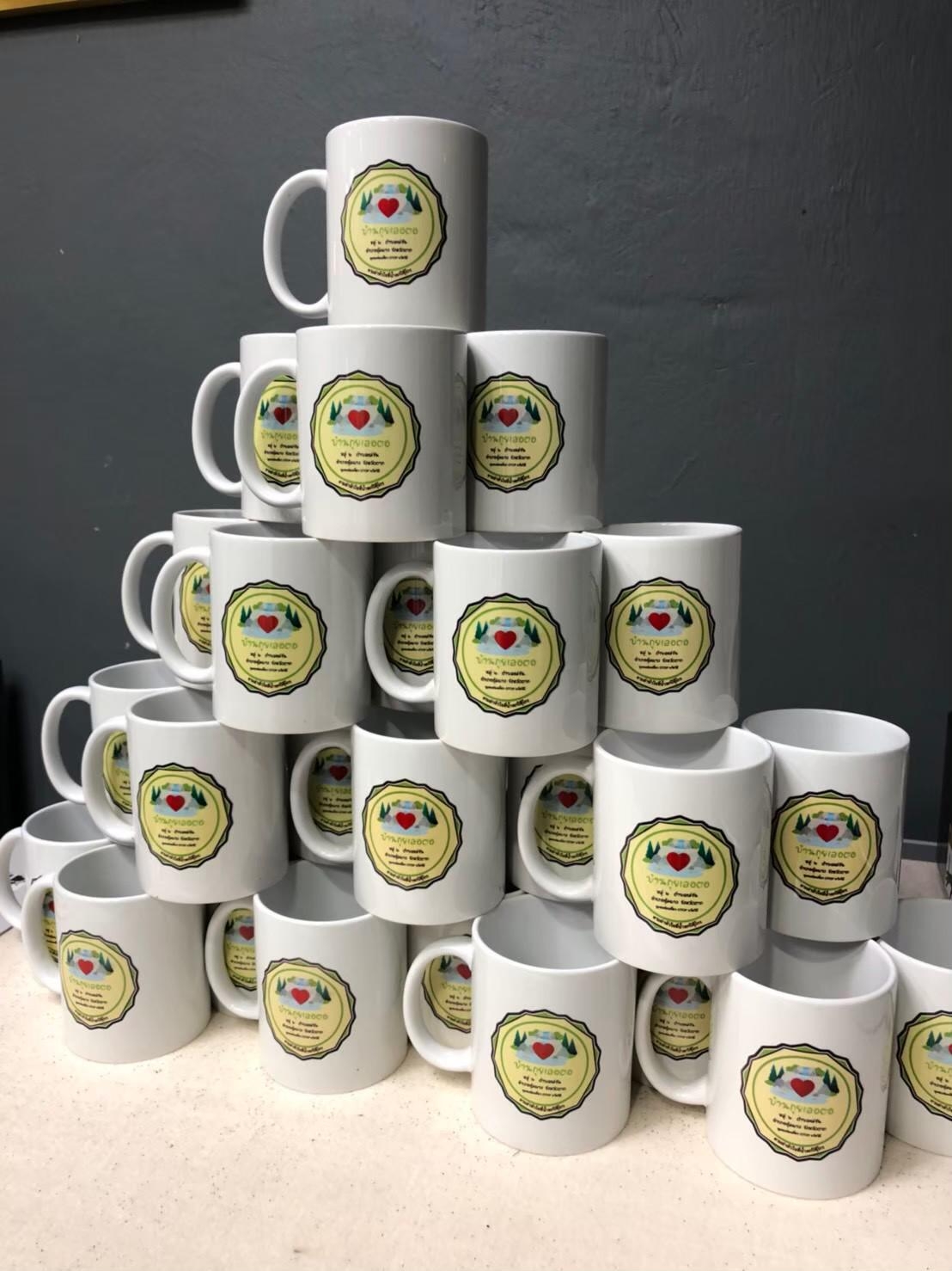 สกรีนแก้วน้ำ สีเขียว