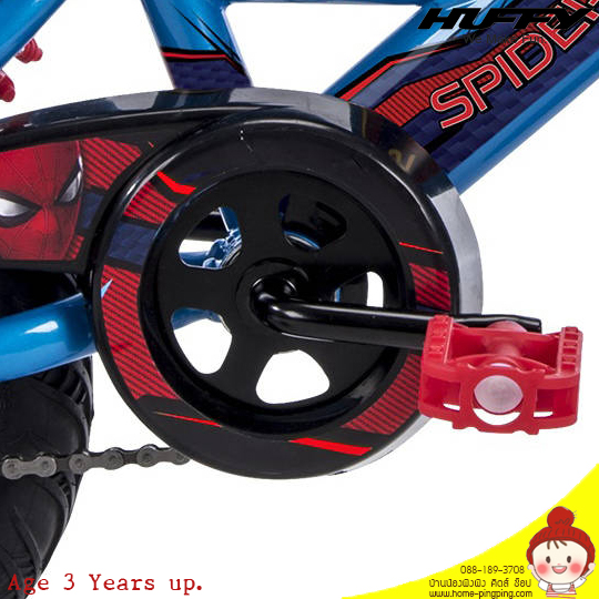 This spider-man bike is superior matte blue and scarlett red with web grips and web tread tires. The Marvel spider-man components have fun and innovative hooks to attach toy figures to webs. It has 16