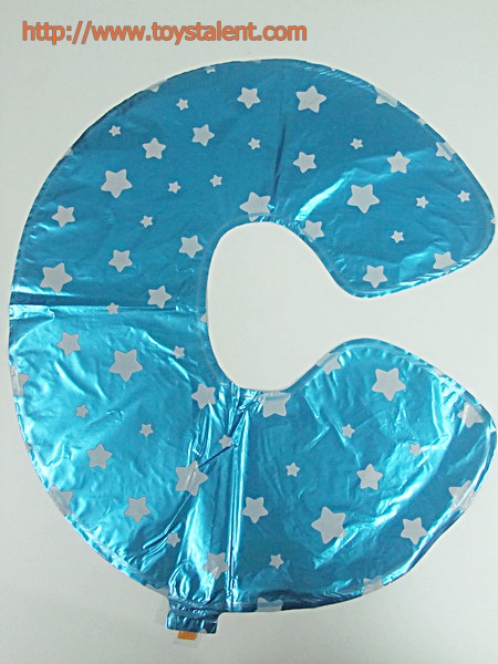 ลูกโป่งฟอยล์รูปตัวอักษร O สีฟ้าพิมพ์ลายดาว ไซส์เล็ก 14 นิ้ว - O Letter Shape Foil Balloon Size 14" Blue color printing Star