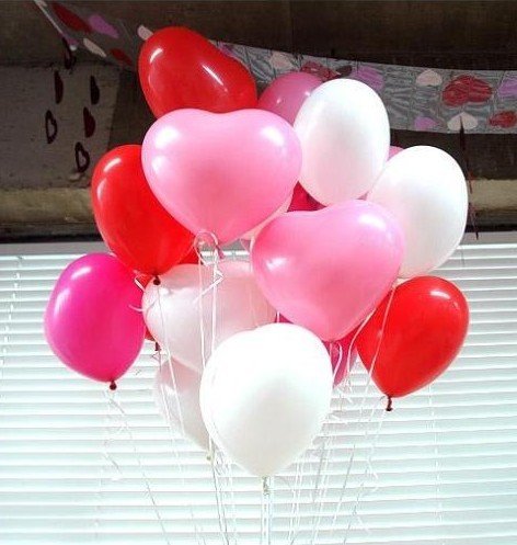 ลูกโป่งหัวใจ เนื้อสแตนดาร์ทสีแดง ไซส์ 12 นิ้ว แพ็คละ 10 ใบ (Heart Latex Balloon - Red Color 12")