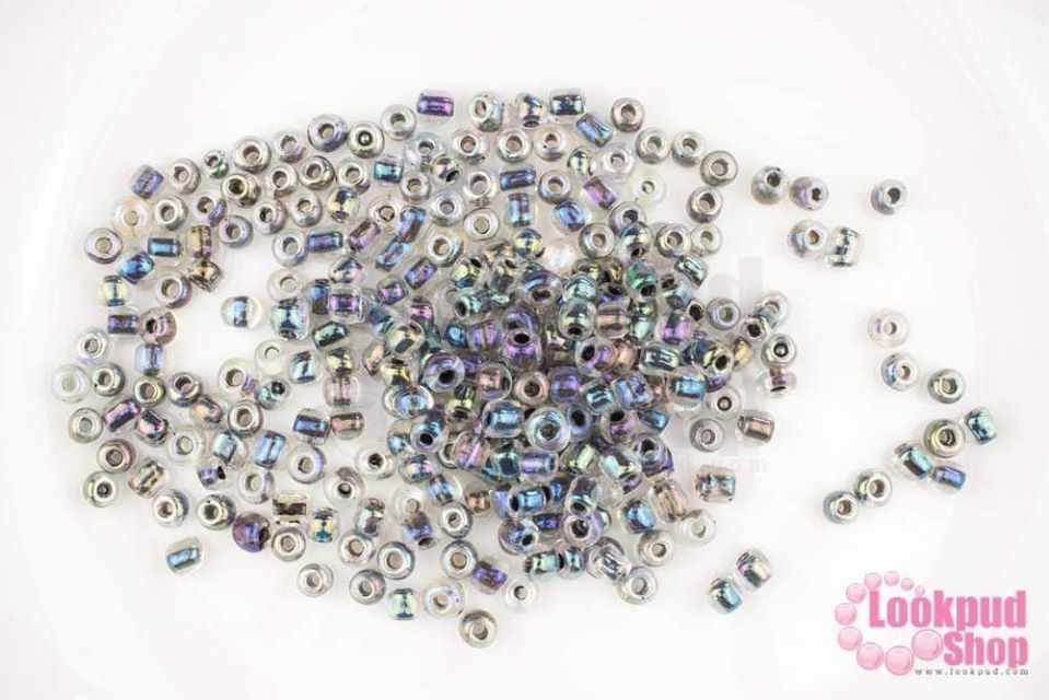 ลูกปัดจีน กลม สีเหลือบรุ้ง 4มิล #L (1ถุง/450กรัม)