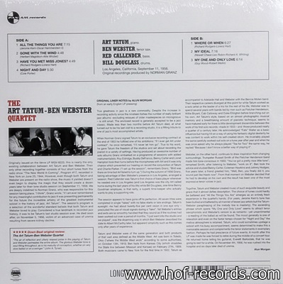The Art Tatum - Ben Webster Quartet 1Lp N.