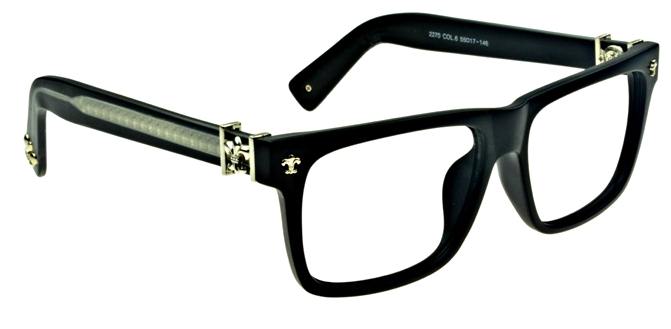 แว่นตาแฟชั่น ลายสลัก Chrome H SEE Y box สีดำเงา ดำด้าน ชา