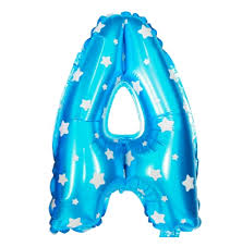 ลูกโป่งฟอยล์รูปตัวอักษร A สีฟ้าพิมพ์ลายดาว ไซส์เล็ก 14 นิ้ว - A Letter Shape Foil Balloon Size 14" Blue color printing Star
